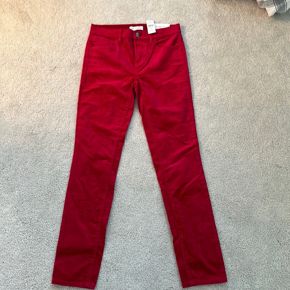 Pink velvet skinny jeans